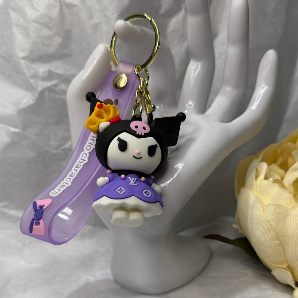😍Kuromi Purple Character Keychain Wristlet With Monogrammed Luxury Print😍